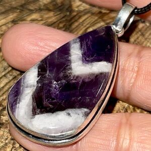 Purple Chevron Amethyst Pendant 2”